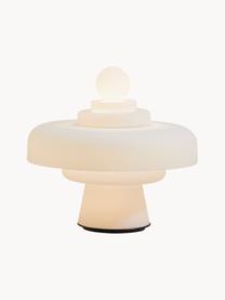Lámpara de mesa artesanal LED Regina, Pantalla: vidrio, Estructura: vidrio, metal recubierto, Cable: plástico, Blanco, Ø 49 x Al 45 cm
