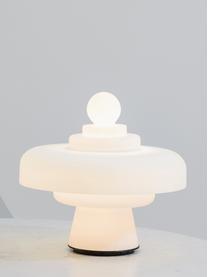 Lampada da tavolo a LED fatta a mano Regina, Paralume: vetro, Struttura: vetro, metallo rivestito, Bianco, Ø 49 x Alt. 45 cm