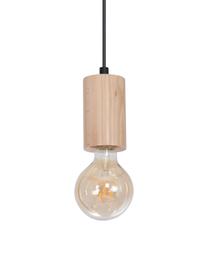 Lampa wisząca z drewna Lines, Drewno naturalne, czarny, Ø 6 x W 11 cm