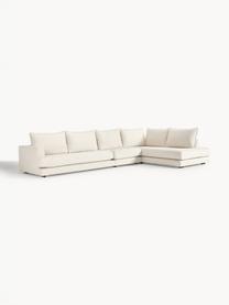 Sofa narożna XL Tribeca, Tapicerka: 100% poliester Dzięki tka, Stelaż: lite drewno sosnowe z cer, Nogi: lite drewno sosnowe z cer, Kremowobiała tkanina, S 405 x G 228 cm, lewostronna