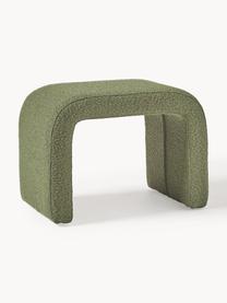 Tabouret en tissu bouclé Penelope, Tissu bouclé vert, larg. 61 x haut. 46 cm