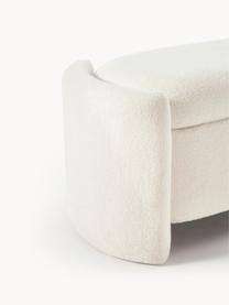 Plyšová lavice s úložným prostorem Benji, Krémově bílá, Š 140 cm, V 50 cm