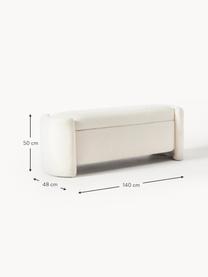 Plyšová lavička s úložným priestorom Benji, Plyšová krémovobiela, Š 140 x V 50 cm