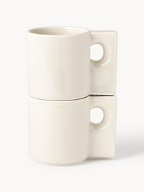 Tazas de porcelana Keira, 2 uds., Porcelana, Blanco Off White, Ø 9 x Al 9 cm, 320 ml