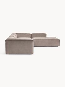 Modulares XL-Ecksofa Lennon aus Cord, Bezug: Cord (92 % Polyester, 8 %, Gestell: Massives Kiefernholz, Spe, Füße: Kunststoff Dieses Produkt, Cord Taupe, B 329 x T 269 cm, Eckteil links