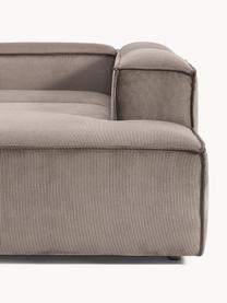 Canapé d'angle XL modulable en velours côtelé Lennon, Velours côtelé taupe, larg. 329 x prof. 269 cm, méridienne à gauche