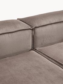Canapé d'angle XL modulable en velours côtelé Lennon, Velours côtelé taupe, larg. 329 x prof. 269 cm, méridienne à gauche