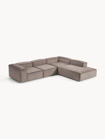 Sofá rinconera modular grande de pana Lennon, Tapizado: pana (92% poliéster, 8% p, Estructura: madera de pino maciza, ma, Patas: plástico Este producto es, Pana gris pardo, An 329 x F 269 cm, chaise longue izquierda