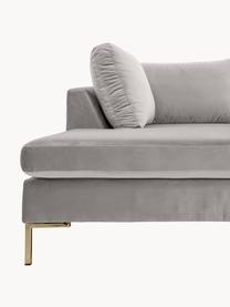 Samt-Ecksofa Luna, Bezug: Samt (100 % Polyester), O, Gestell: Massives Buchenholz, Schi, Samt Grau, B 280 x T 184 cm, Eckteil links