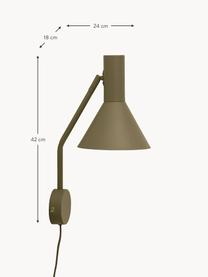 Verstelbare design wandlamp Lyss, Lamp: metaal, gecoat, Olijfgroen, D 18 x H 42 cm