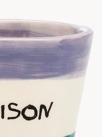 Handbeschilderde espressokopje Poison, 6 stuks, Keramiek, Lavendel, gebroken wit, zwart, groenblauw, Ø 7 x H 6 cm, 80 ml