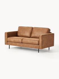 Sofa ze skóry z recyklingu Hunter (2-osobowa), Tapicerka: skóra z recyklingu (70% s, Stelaż: lite drewno sosnowe, płyt, Nogi: metal malowany proszkowo , Brązowa skóra, S 164 x G 90 cm