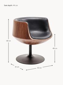Otočná stolička v retro dizajne Club, Umelá koža čierna, Š 62 x H 61 cm
