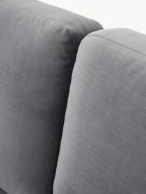 Kleines Samt-Ecksofa Fluente, Bezug: Samt (100 % Polyester) De, Gestell: Massives Kiefernholz, Bir, Füße: Metall, pulverbeschichtet, Samt Dunkelgrau, B 198 x T 152 cm, Eckteil rechts