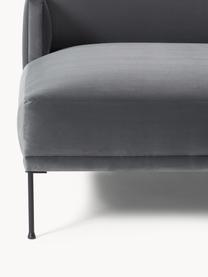 Kleines Samt-Ecksofa Fluente, Bezug: Samt (100 % Polyester) De, Gestell: Massives Kiefernholz, Bir, Füße: Metall, pulverbeschichtet, Samt Dunkelgrau, B 198 x T 152 cm, Eckteil rechts