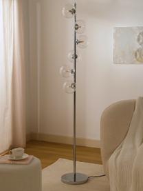 Lámpara de pie Scala, Pantalla: vidrio, Cable: cubierto en tela, Plateado, Ø 28 x Al 160 cm