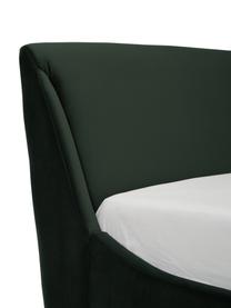 Letto imbottito in velluto verde scuro Nova, Rivestimento: 370 g/m² di velluto di po, Piedini: legno di albero della gom, Velluto verde scuro, 180 x 200 cm