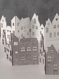 Set de figuras decorativaa Town, 2 uds., Madera, Gris, blanco, An 60 x Al 20 cm