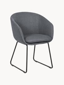 Gestoffeerde fauteuil Juri, Bekleding: polyester, Poten: gepoedercoat metaal, Geweven stof donkergrijs, B 58 x D 58 cm