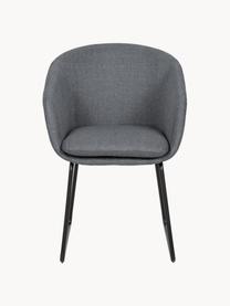 Gestoffeerde fauteuil Juri, Bekleding: polyester, Poten: gepoedercoat metaal, Geweven stof donkergrijs, B 58 x D 58 cm