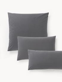 Funda de almohada de percal Elsie, Gris oscuro, An 45 x L 110 cm