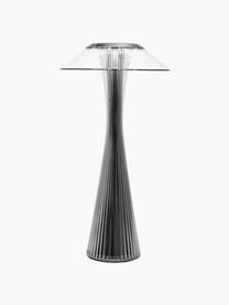 Lámpara de mesa pequeña LED Space, portátil, Plástico, Negro metálico, Ø 15 x Al 30 cm