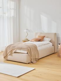 Einzelbett Cloud mit Stauraum, Bezug: Fein strukturierter Webst, Korpus: Massives Kiefernholz und , Füße: Holz, lackiert Das in die, Webstoff Beige, B 90 x L 200 cm