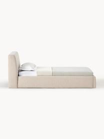 Cama individual Cloud, con espacio de almacenamiento, Tapizado: tejido finamente texturiz, Estructura: madera de pino y roble ma, Patas: madera pintada El materia, Tejido beige, An 90 x L 200 cm