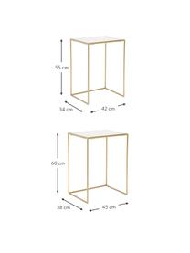 Marmeren bijzettafel 2-delig Zoe, Frame: gelakt metaal, Wit, Set met verschillende formaten