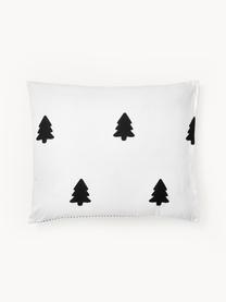 Omkeerbare flanellen kussenhoes Noan met kerstboommotief, Weeftechniek: flanel Flanel is een knuf, Zwart, wit, B 60 x L 70 cm