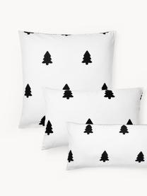 Omkeerbare flanellen kussenhoes Noan met kerstboommotief, Weeftechniek: flanel Flanel is een knuf, Zwart, wit, B 60 x L 70 cm