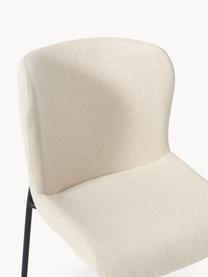 Chaise rembourrée Tess, Tissu blanc cassé, pieds noirs, larg. 49 x prof. 64 cm