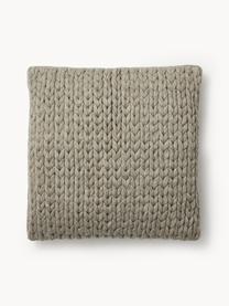 Ručne vyrobená pletená obliečka na vankúš Adyna, 100 % polyakryl, Hnedosivá, Š 45 x D 45 cm