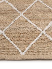 Handgemaakte jute loper Kunu, 100% jute, Bruin, wit, B 80 x L 250 cm