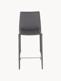 Lederen barstoelen Boréalys, 2 stuks, Zitvlak: gerecycled leer (70% leer, Frame: gepoedercoat metaal, Leer grijs, B 44 x H 98 cm