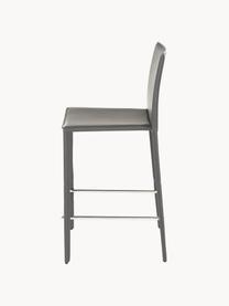 Lederen barstoelen Boréalys, 2 stuks, Zitvlak: gerecycled leer (70% leer, Frame: gepoedercoat metaal, Leer grijs, B 44 x H 98 cm