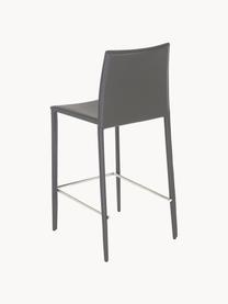 Taburetes altos de cuero Boréalys, 2 uds., Asiento: cuero reciclado (70% cuer, Estructura: metal con pintura en polv, Cuero gris, An 44 x Al 98 cm