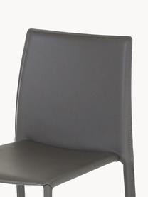 Taburetes altos de cuero Boréalys, 2 uds., Asiento: cuero reciclado (70% cuer, Estructura: metal con pintura en polv, Cuero gris, An 44 x Al 98 cm