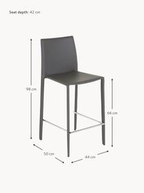 Taburetes altos de cuero Boréalys, 2 uds., Asiento: cuero reciclado (70% cuer, Estructura: metal con pintura en polv, Cuero gris, An 44 x Al 98 cm