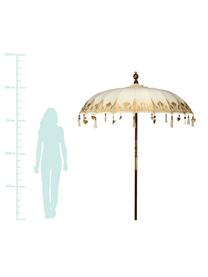 Parasol Oriental Lounge, Frame: fruithout met metalen det, Beige, goudkleurig, donkerbruin, Ø 180 x H 225 cm