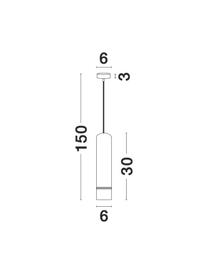 Lampada a sospensione bianca Esca, Paralume: alluminio rivestito, Disco diffusore: vetro acrilico, Baldacchino: alluminio rivestito, Bianco, Ø 6 x Alt. 30 cm