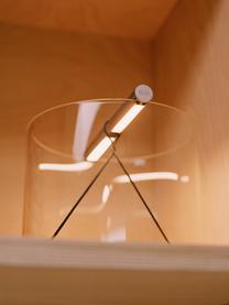 Kleine dimbare LED tafellamp To-Tie, Lampenkap: glas, Zilverkleurig, transparant, Ø 21 x H 19 cm