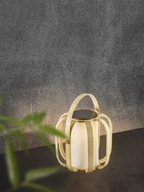 Outdoor solar lamp Bob To-Go van bamboehout, Diffuser: kunststof, Beige, opaalwit, Ø 32 x H 30 cm