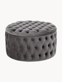 Grand pouf en velours avec rangement Chiara, Velours gris foncé, Ø 70 x haut. 42 cm