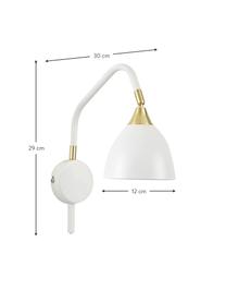 Nastaviteľná nástenná lampa so zástrčkou Luis, Biela, mosadzné odtiene, H 30 x V 29 cm