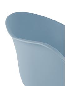 Kunststoffen armstoel Claire met houten poten, Zitvlak: kunststof, Poten: beukenhout, Zitvlak: blauw. Poten: beukenhoutkleurig, B 61 x D 58 cm