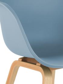 Kunststoff-Armlehnstuhl Claire mit Holzbeinen, Sitzschale: Kunststoff, Beine: Buchenholz, Kunststoff Blau, B 54 x T 60 cm