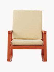 Sedia a dondolo Carl Larsson, Rivestimento: 100% cotone, Struttura: legno di faggio Questo pr, Tessuto bianco crema, terracotta, Larg. 41 x Prof. 59 cm