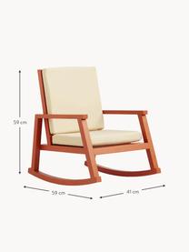 Sedia a dondolo Carl Larsson, Rivestimento: 100% cotone, Struttura: legno di faggio Questo pr, Tessuto bianco crema, terracotta, Larg. 41 x Prof. 59 cm