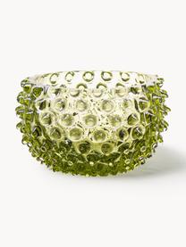 Ciotole per snack fatte a mano con struttura chiodata Hobnail Tapas 4 pz, Vetro, Verde oliva, Ø 12 x Alt. 7 cm